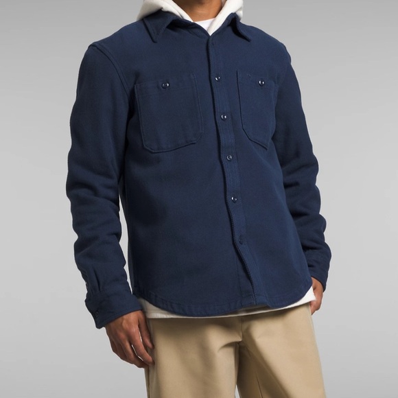 THE NORTH FACE VALLEY TWILL FLANNEL SHIRT JACKET NAVY - XL